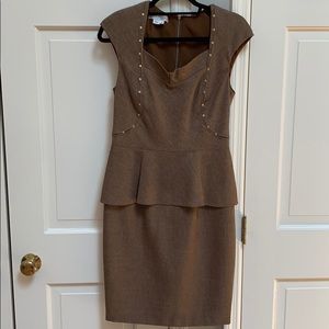 Brown studded peplum dress